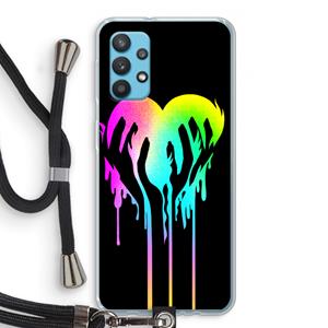 CaseCompany Hold My Heart: Samsung Galaxy A32 4G Transparant Hoesje met koord