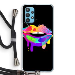 CaseCompany Lip Palette: Samsung Galaxy A32 4G Transparant Hoesje met koord