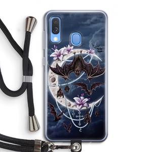 CaseCompany Vleermuizen Maan: Samsung Galaxy A40 Transparant Hoesje met koord