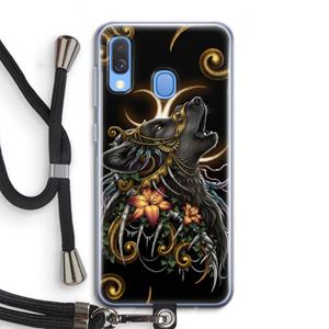 CaseCompany Huilende Wolf: Samsung Galaxy A40 Transparant Hoesje met koord