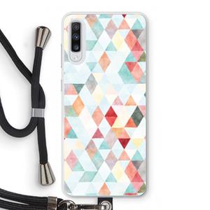 CaseCompany Gekleurde driehoekjes pastel: Samsung Galaxy A70 Transparant Hoesje met koord