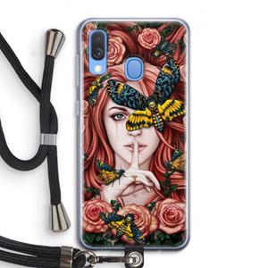 CaseCompany Lady Moth: Samsung Galaxy A40 Transparant Hoesje met koord