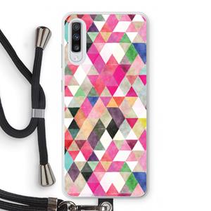 CaseCompany Gekleurde driehoekjes: Samsung Galaxy A70 Transparant Hoesje met koord