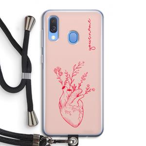 CaseCompany Blooming Heart: Samsung Galaxy A40 Transparant Hoesje met koord