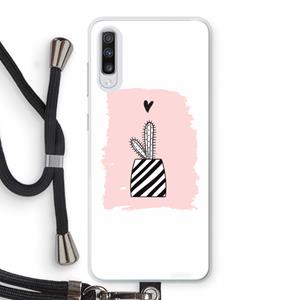 CaseCompany Zwart-wit cactus: Samsung Galaxy A70 Transparant Hoesje met koord