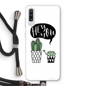 CaseCompany Hey you cactus: Samsung Galaxy A70 Transparant Hoesje met koord