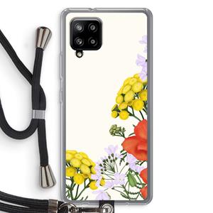 CaseCompany Wilde bloemen: Samsung Galaxy A42 5G Transparant Hoesje met koord
