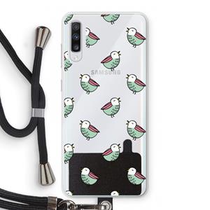 CaseCompany Vogeltjes: Samsung Galaxy A70 Transparant Hoesje met koord