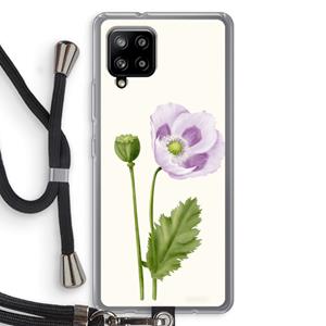 CaseCompany Purple poppy: Samsung Galaxy A42 5G Transparant Hoesje met koord