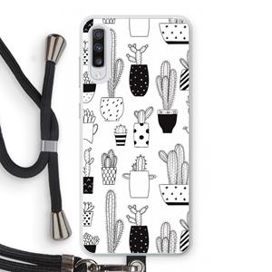 CaseCompany Cactusmotief: Samsung Galaxy A70 Transparant Hoesje met koord