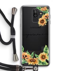 CaseCompany Zonnebloemen: Samsung Galaxy J8 (2018) Transparant Hoesje met koord