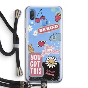 CaseCompany Positivity: Samsung Galaxy A40 Transparant Hoesje met koord