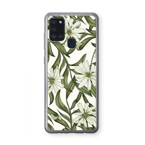 CaseCompany Wit bloemenpatroon: Samsung Galaxy A21s Transparant Hoesje