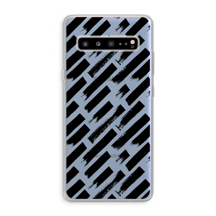 CaseCompany Zwarte vegen: Samsung Galaxy S10 5G Transparant Hoesje