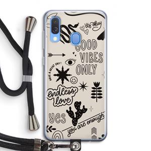 CaseCompany Good vibes: Samsung Galaxy A40 Transparant Hoesje met koord