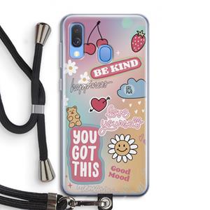 CaseCompany Positivity: Samsung Galaxy A40 Transparant Hoesje met koord