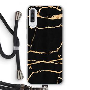 CaseCompany Gouden marmer: Samsung Galaxy A70 Transparant Hoesje met koord