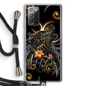 CaseCompany Huilende Wolf: Samsung Galaxy Note 20 / Note 20 5G Transparant Hoesje met koord