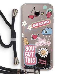 CaseCompany Positivity: Samsung Galaxy J4 Plus Transparant Hoesje met koord