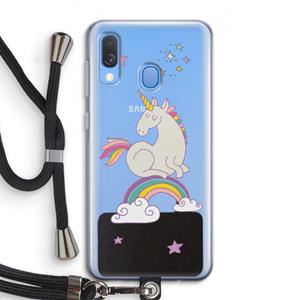 CaseCompany Regenboog eenhoorn: Samsung Galaxy A40 Transparant Hoesje met koord