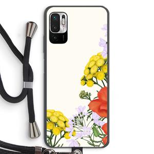 CaseCompany Wilde bloemen: Xiaomi Redmi Note 10 5G Transparant Hoesje met koord