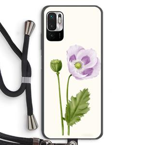 CaseCompany Purple poppy: Xiaomi Redmi Note 10 5G Transparant Hoesje met koord