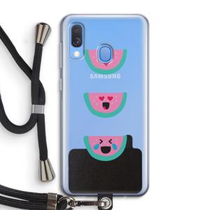 CaseCompany Smiley watermeloen: Samsung Galaxy A40 Transparant Hoesje met koord