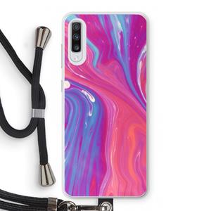 CaseCompany Paarse stroom: Samsung Galaxy A70 Transparant Hoesje met koord