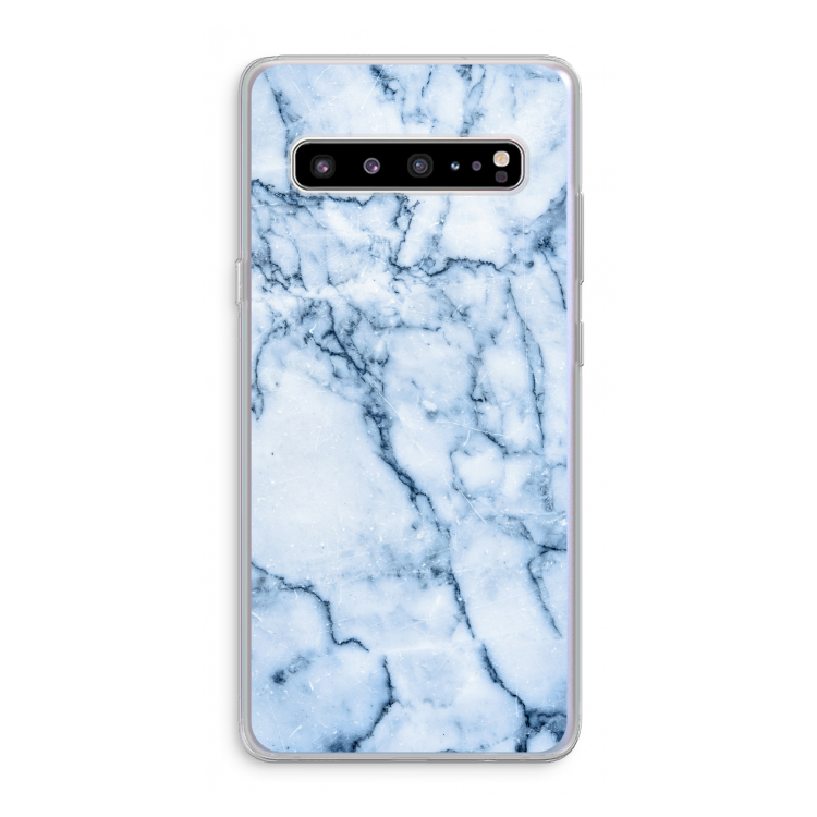 CaseCompany Blauw marmer: Samsung Galaxy S10 5G Transparant Hoesje