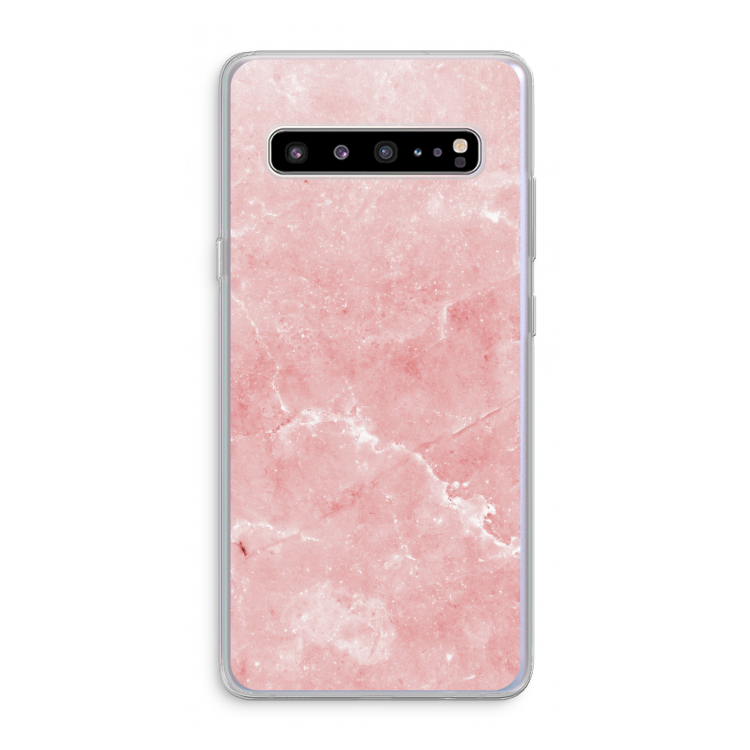 CaseCompany Roze marmer: Samsung Galaxy S10 5G Transparant Hoesje