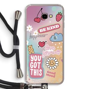 CaseCompany Positivity: Samsung Galaxy J4 Plus Transparant Hoesje met koord