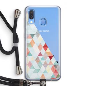 CaseCompany Gekleurde driehoekjes pastel: Samsung Galaxy A40 Transparant Hoesje met koord