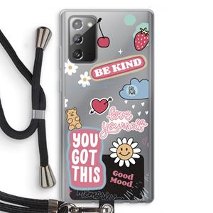 CaseCompany Positivity: Samsung Galaxy Note 20 / Note 20 5G Transparant Hoesje met koord