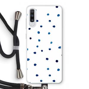 CaseCompany Blauwe stippen: Samsung Galaxy A70 Transparant Hoesje met koord