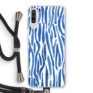 CaseCompany Blauwe nerven: Samsung Galaxy A70 Transparant Hoesje met koord