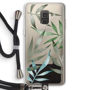 CaseCompany Tropical watercolor leaves: Samsung Galaxy A8 (2018) Transparant Hoesje met koord