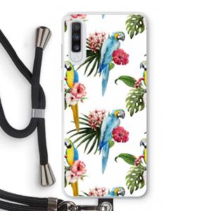 CaseCompany Kleurrijke papegaaien: Samsung Galaxy A70 Transparant Hoesje met koord