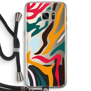 CaseCompany Colored Zebra: Samsung Galaxy S7 Edge Transparant Hoesje met koord