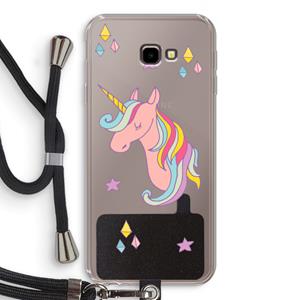 CaseCompany Roze eenhoorn: Samsung Galaxy J4 Plus Transparant Hoesje met koord