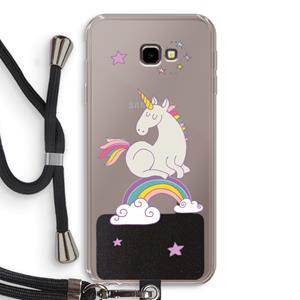 CaseCompany Regenboog eenhoorn: Samsung Galaxy J4 Plus Transparant Hoesje met koord