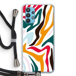 CaseCompany Colored Zebra: Samsung Galaxy A32 4G Transparant Hoesje met koord