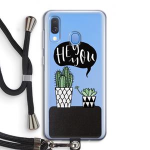CaseCompany Hey you cactus: Samsung Galaxy A40 Transparant Hoesje met koord
