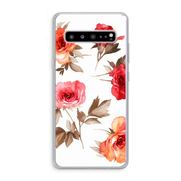 CaseCompany Roosjes: Samsung Galaxy S10 5G Transparant Hoesje