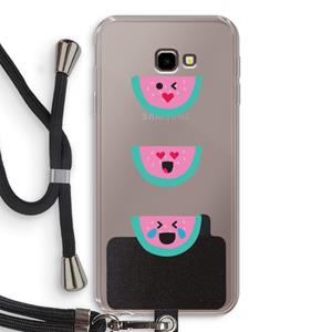 CaseCompany Smiley watermeloen: Samsung Galaxy J4 Plus Transparant Hoesje met koord