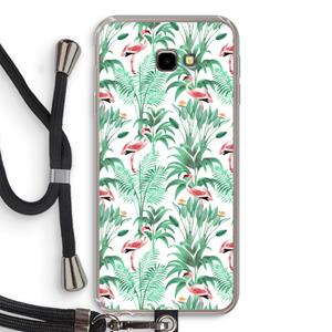 CaseCompany Flamingo bladeren: Samsung Galaxy J4 Plus Transparant Hoesje met koord