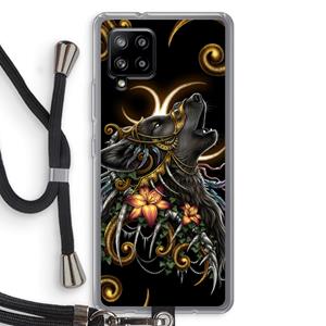 CaseCompany Huilende Wolf: Samsung Galaxy A42 5G Transparant Hoesje met koord