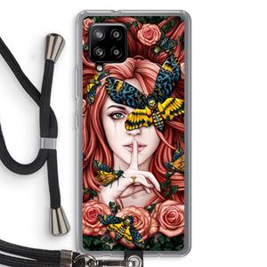 CaseCompany Lady Moth: Samsung Galaxy A42 5G Transparant Hoesje met koord