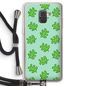 CaseCompany Groene blaadjes: Samsung Galaxy A8 (2018) Transparant Hoesje met koord