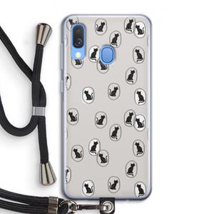 CaseCompany Miauw: Samsung Galaxy A40 Transparant Hoesje met koord