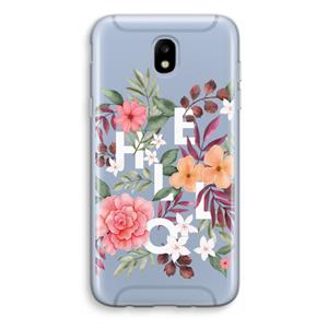 CaseCompany Hello in flowers: Samsung Galaxy J5 (2017) Transparant Hoesje